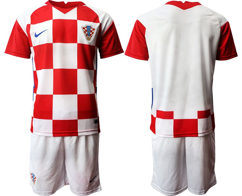 Men 2020-2021 European Cup Croatia home red blank Nike Soccer Jersey